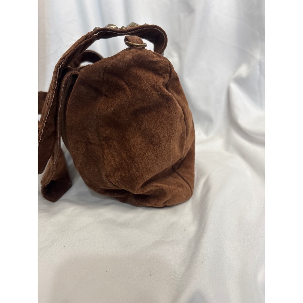 Wilsons Leather Maxima Brown Suede Studded Barrel Shoulder Bag Boho Western Hobo - Picture 3 of 7